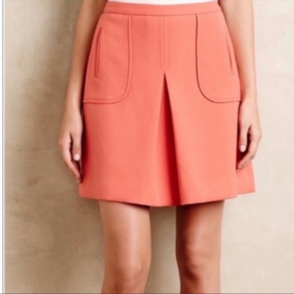 {Maeve} womens sz 2 Anthropologie Pink Flare Pleated Pencil Skirt
